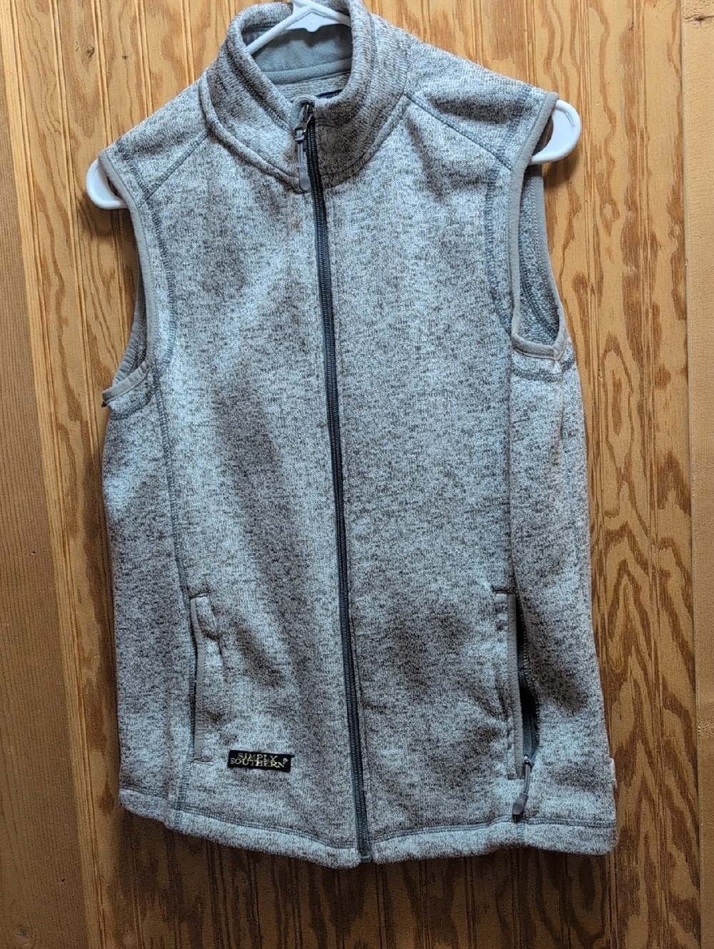 Simply Southern Light Gray Fleeced Zip Vest